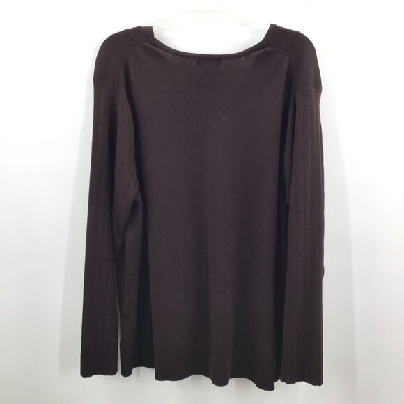 Vintage Sz. 22/24 Cardigan Chocolate Brown Avenue Knit Mother of Pearl Buttons - Picture 5 of 9